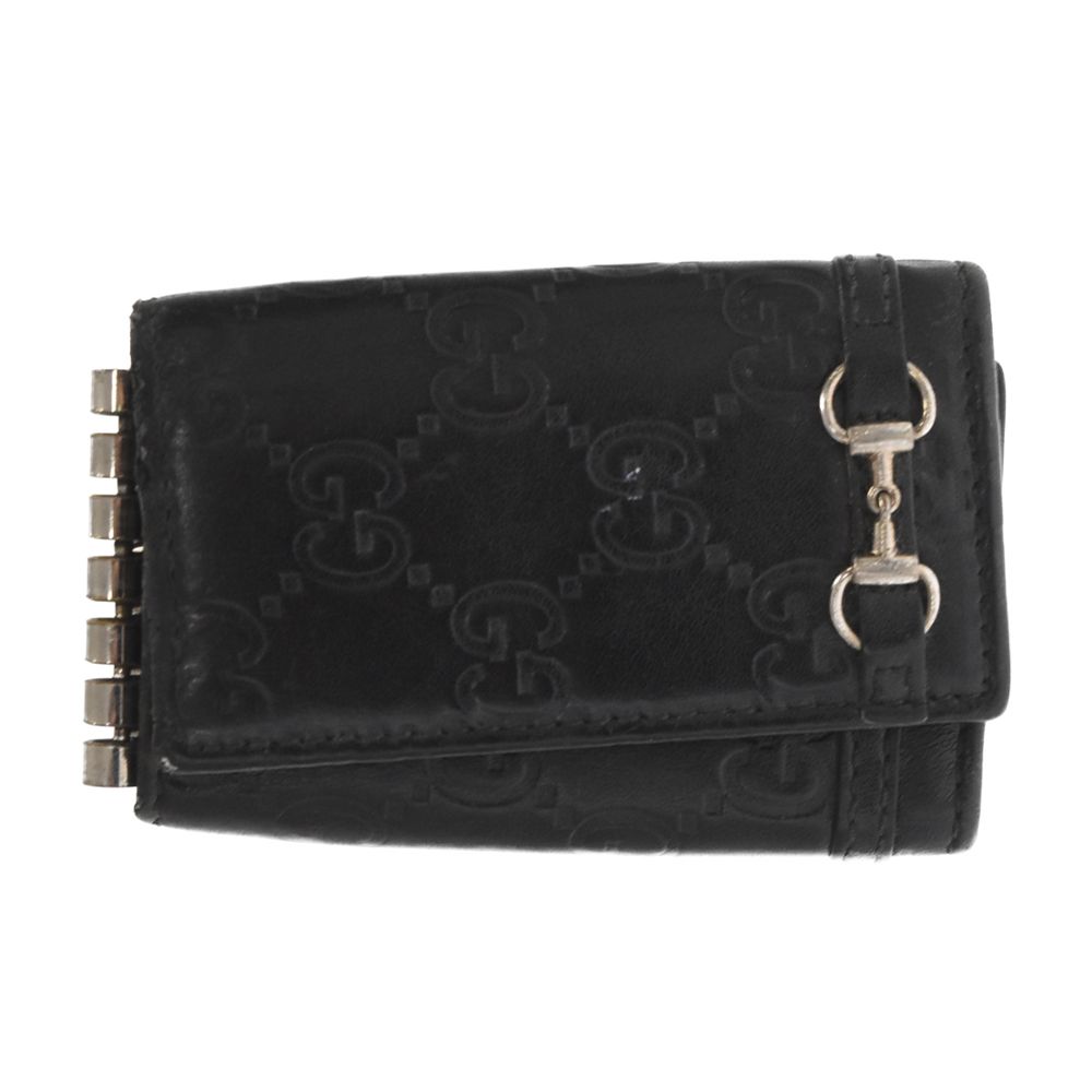 GUCCI (グッチ) グッチシマ ホースビット 6連キーケース ブラック