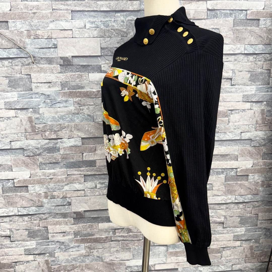 レオナール ハイネックデザイン長袖ニットセーター