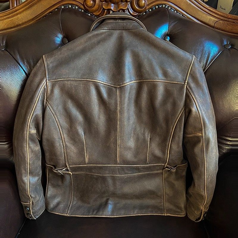 h 無ブランド メンズ 本革ジャケット ヴィンテージ風 小牛革 爆裂加工 1.2mm ヘアカーフスキン シングルボタン カジュアル ビジネス 秋冬用 アウター 3XL.4XL