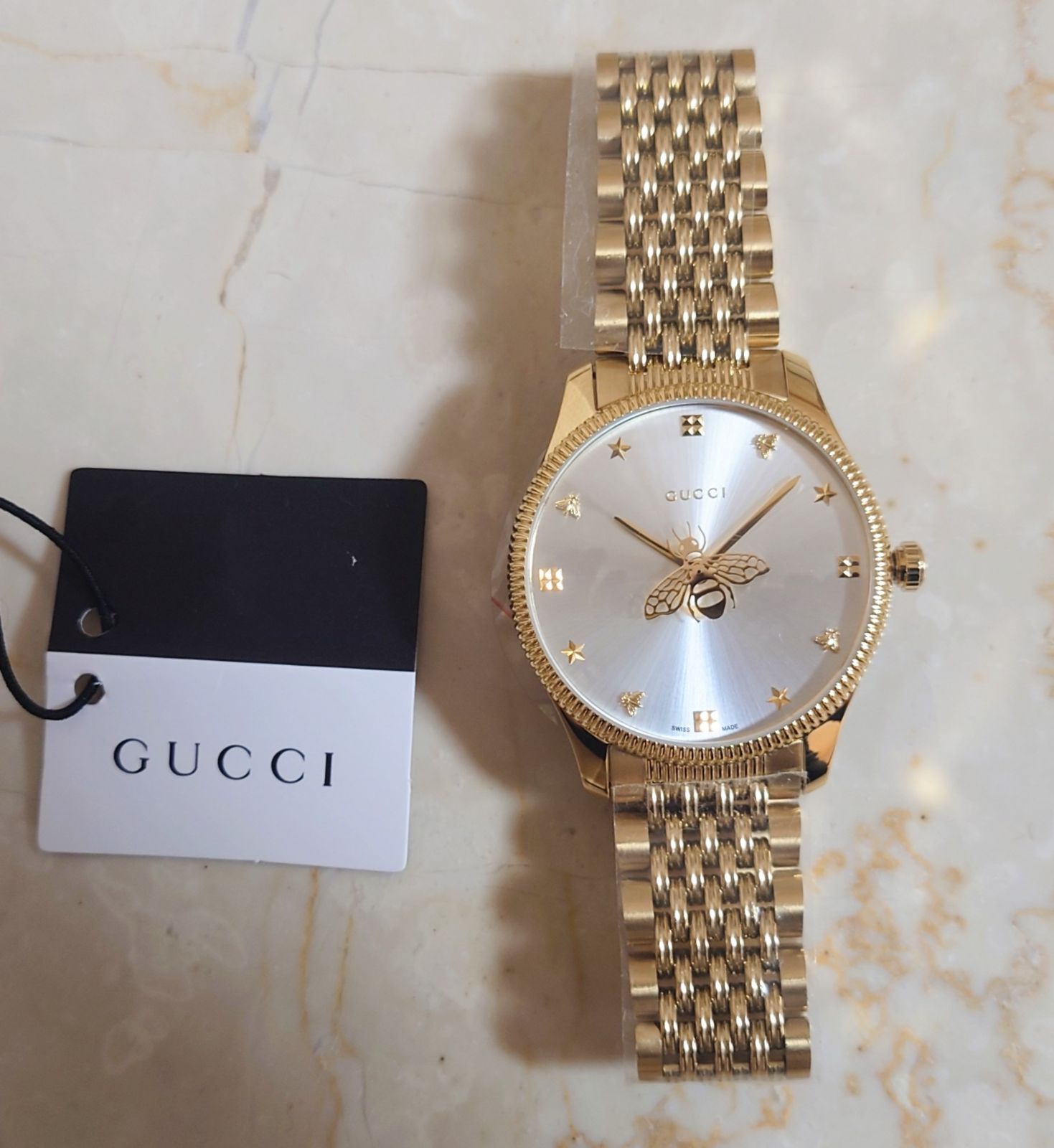 GUCCI アナログ時計 ゴールド ネイビー GUCCI - グッチ タイムレス 腕時計 ゴールド ビー GUCCI 蜂