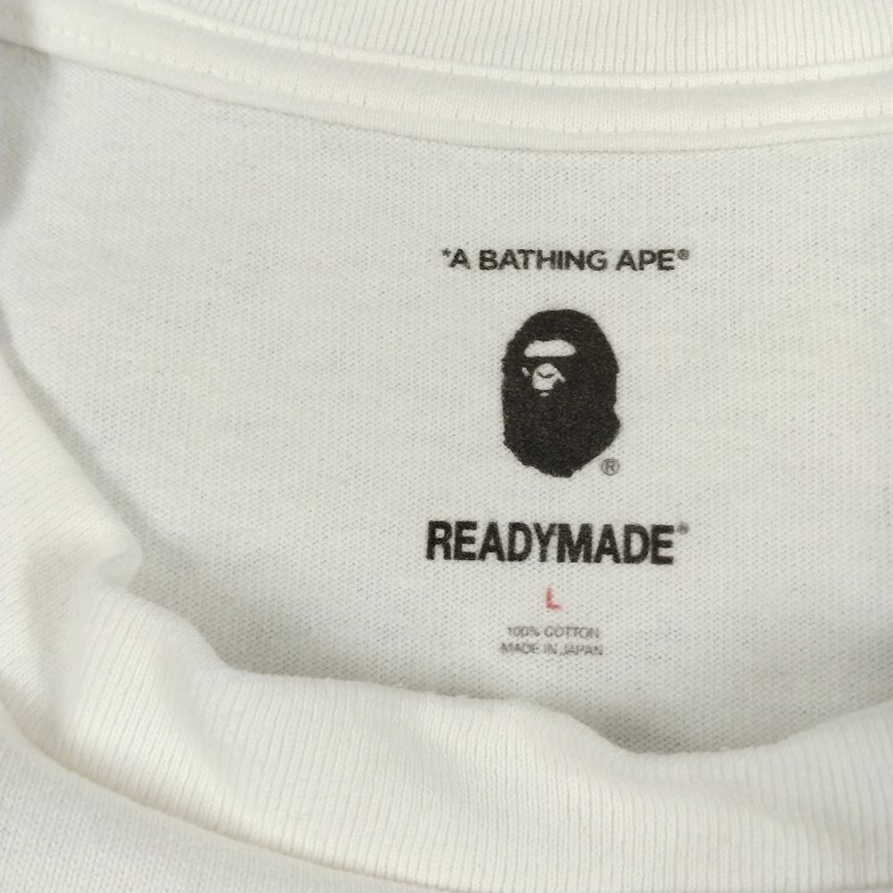 A BATHING APE アベイシングエイプ × READY MADE レディメイド 半袖Ｔシャツ 白/ブルーカモ サイズL 正規品 / 34872