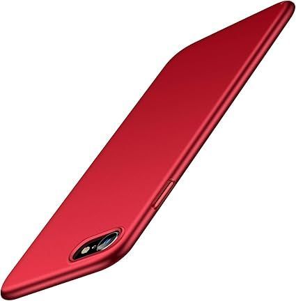 【在庫処分】iPhone SE 用ケース 2022 iPhone SE2・8・7 ケース 4.7インチ対応 薄型 PC ガラスフィルム付属 指紋防止 擦り傷防止 耐衝撃カバー レッド Wisdom Series