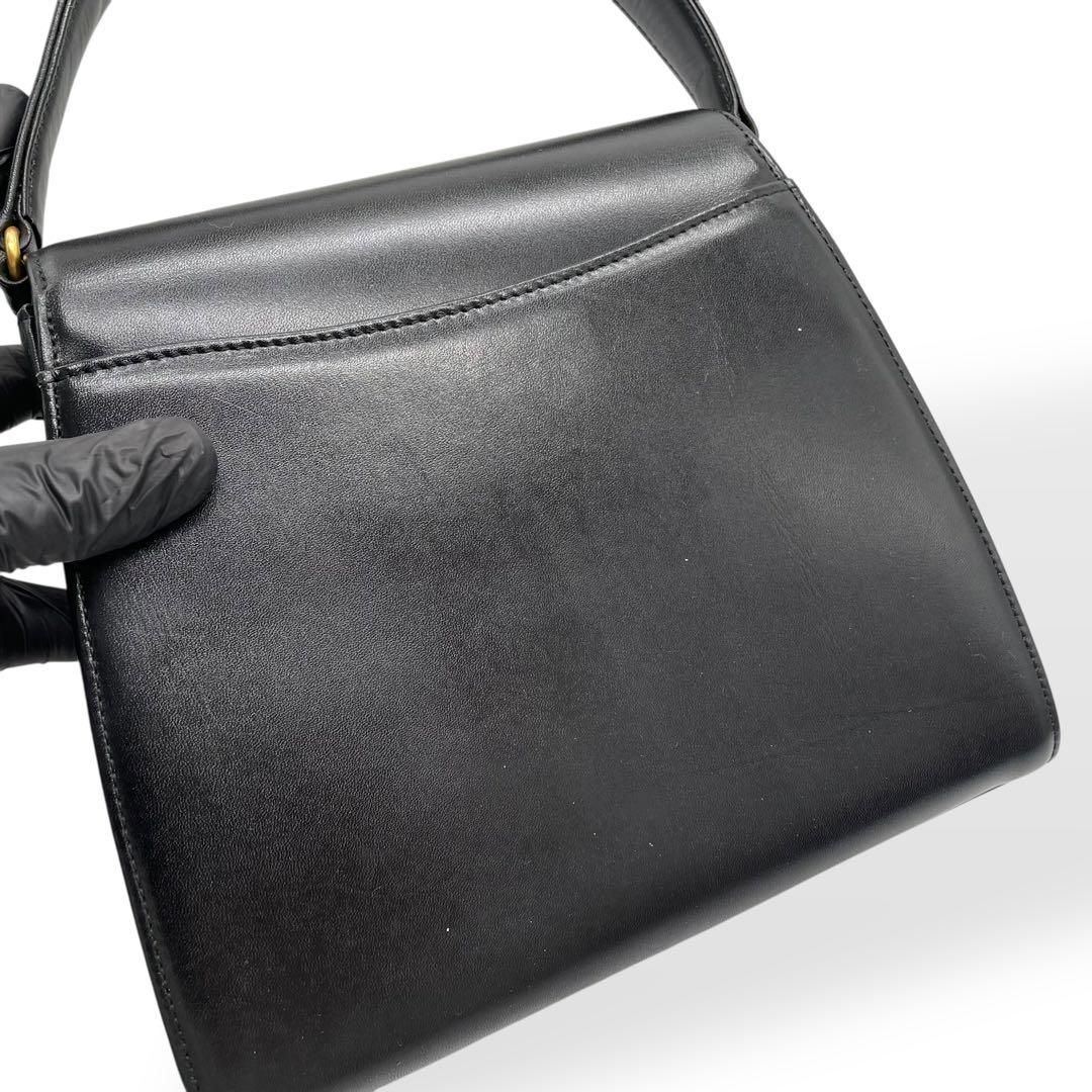 美品　クレージュ　ハンドバッグ　フォーマル　ロゴ　リバーシブル金具　黒 美品 クレージュ ハンドバッグ フォーマル リボン ロゴ ブラック