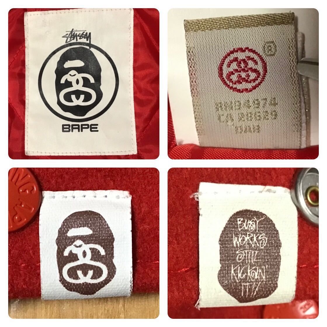STUSSY BAPE 袖レザー スタジャン BAPE ベイプ ape エイプ - メルカリ