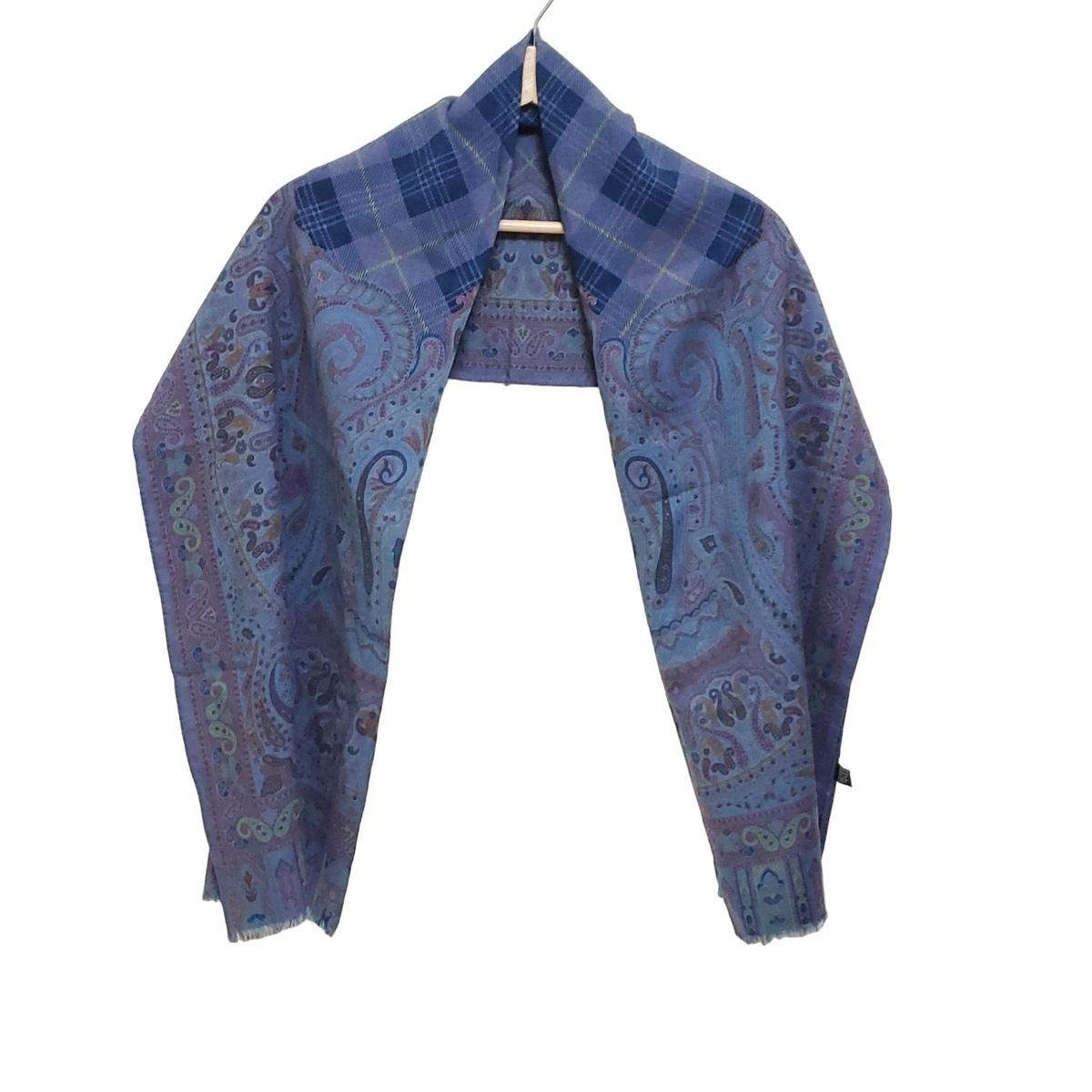 ETRO(エトロ) ストール(ショール)美品 - パープル×ネイビー