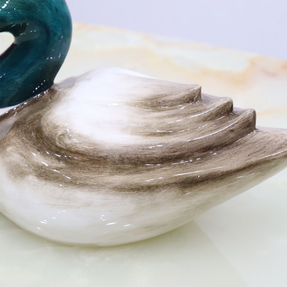 陶器 動物 サギ 置物 イタリア製 AHURA 白鳥