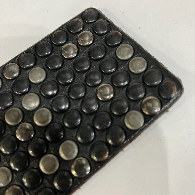 あああHTCスタッズ付き ユーロ　黒レザーベルト 95 新品 HTC エイチティーシー レザー スタッズ ベルト 黒 38