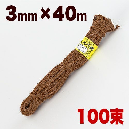 BEL1010667 しゅろ縄(茶色) 3mm×40m（入数100）100個入 100巻 棕櫚 シュロ チャ ガーデニング 庭 農業 業務資材 支柱結束資材 結束 シュロ縄 麻縄 麻紐 麻ひも