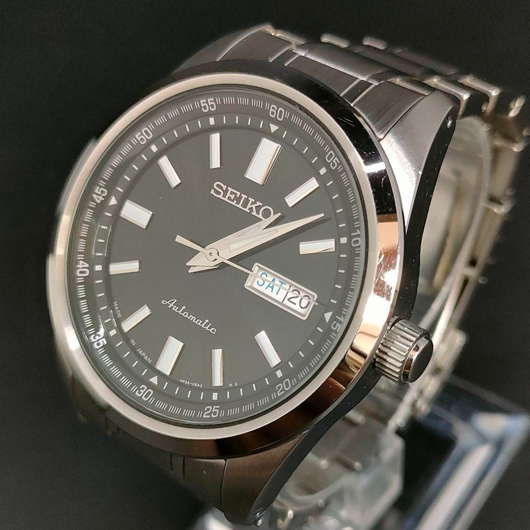 極美品 稼働品 SEIKO セイコー メカニカル ブラック シルバー 自動巻き オートマチック ラウンド ステンレス メンズ 腕時計 4R36‐05Z0  - メルカリ