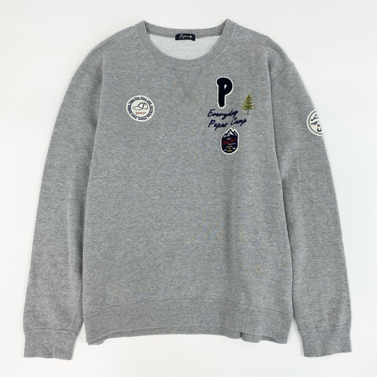 12f11 PAPAS＋ パパスプラス トレーナー クルーネック ワッペン 刺繍