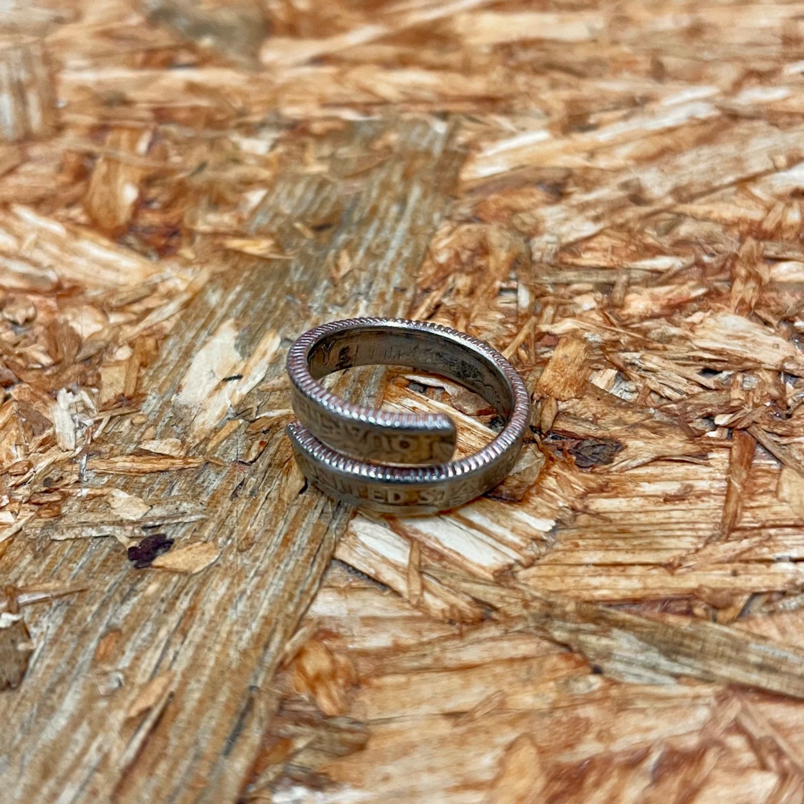 2】オールドコインリング 25セント ハンドメイド 指輪 ピンキーリング オリジナル ヴィンテージコイン アクセサリー USA アメリカ