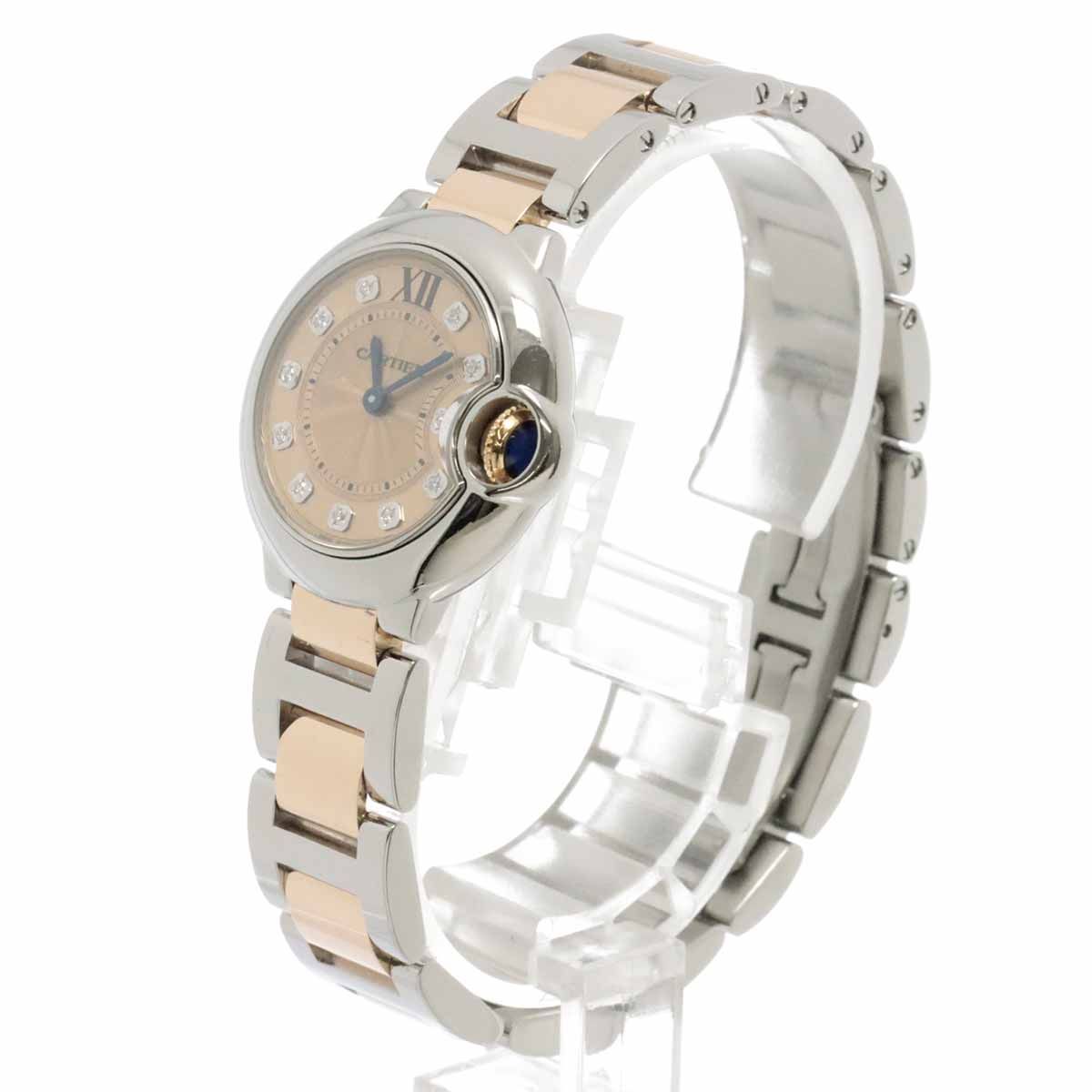 カルティエ Cartier バロンブルー  28mm WE902052 ピンク PG/SS/11Pダイヤ クオーツ レディース 腕時計 新品)CARTIER カルティエ バロンブルー WE902052 11Pダイヤ 28mm（商品
