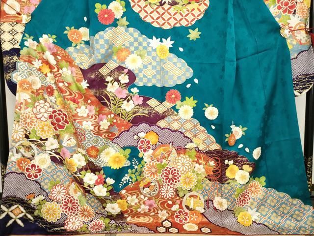 平和屋着物○豪華振袖 駒刺繍 玩具花文 金糸 金彩 ロング丈 正絹 逸品