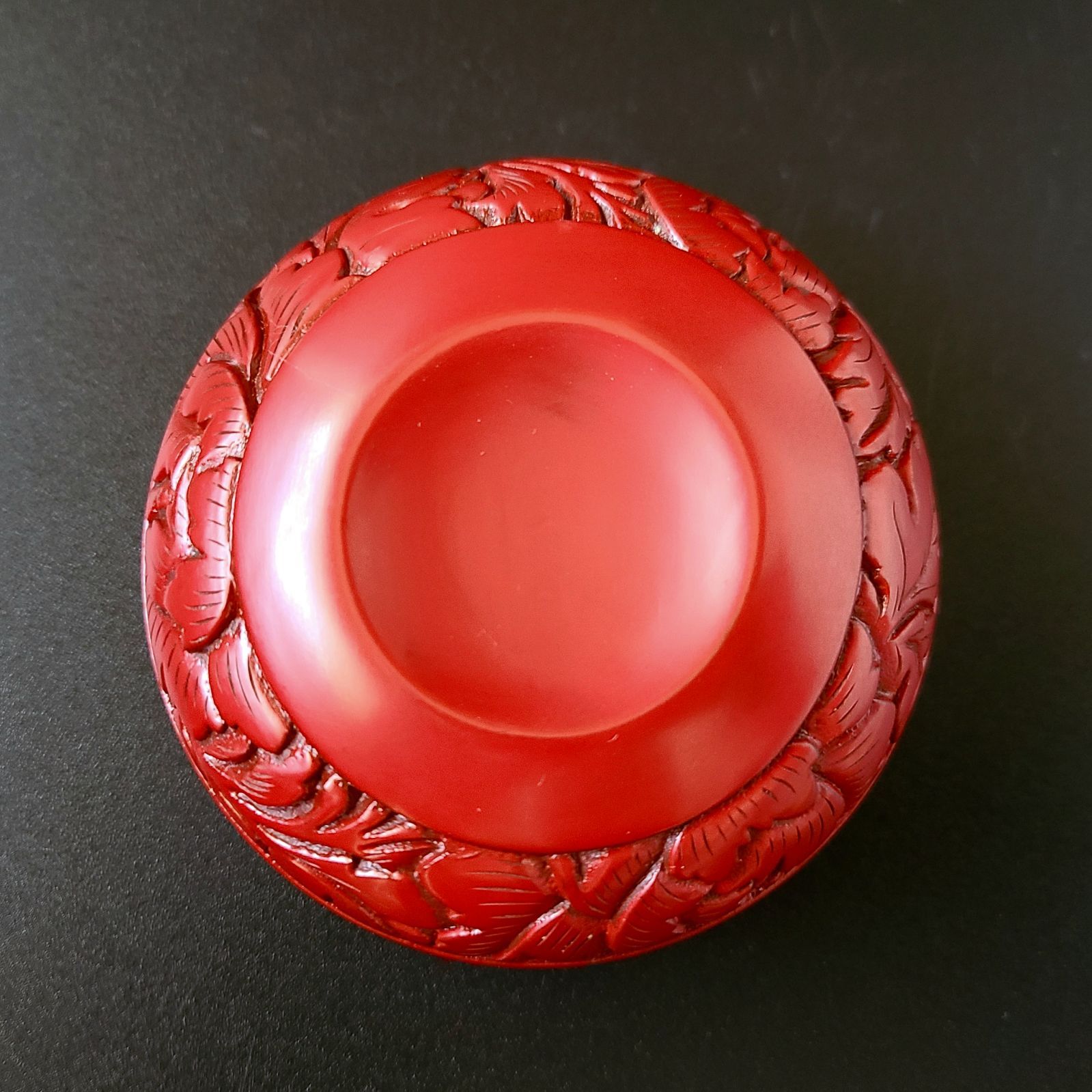 茶道具 村上堆朱 香合 桐箱入り 伝統工芸品 新潟 唐物 牡丹文