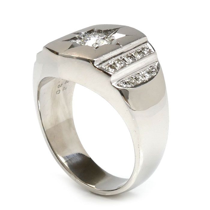 Pt900プラチナ リング 指輪 ダイヤモンド0.44ct 0.30ct 21号 27.2g メンズ