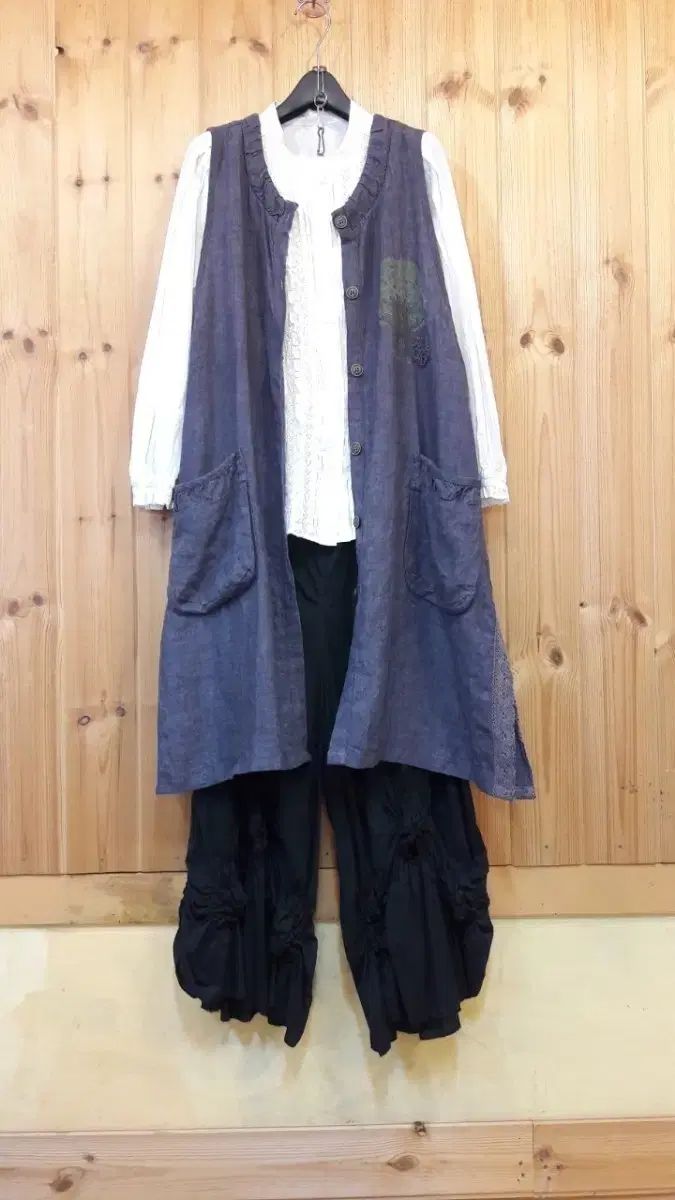 ミッシェリ 綿麻 コサジュー ロング ベスト 家禽 賞 品