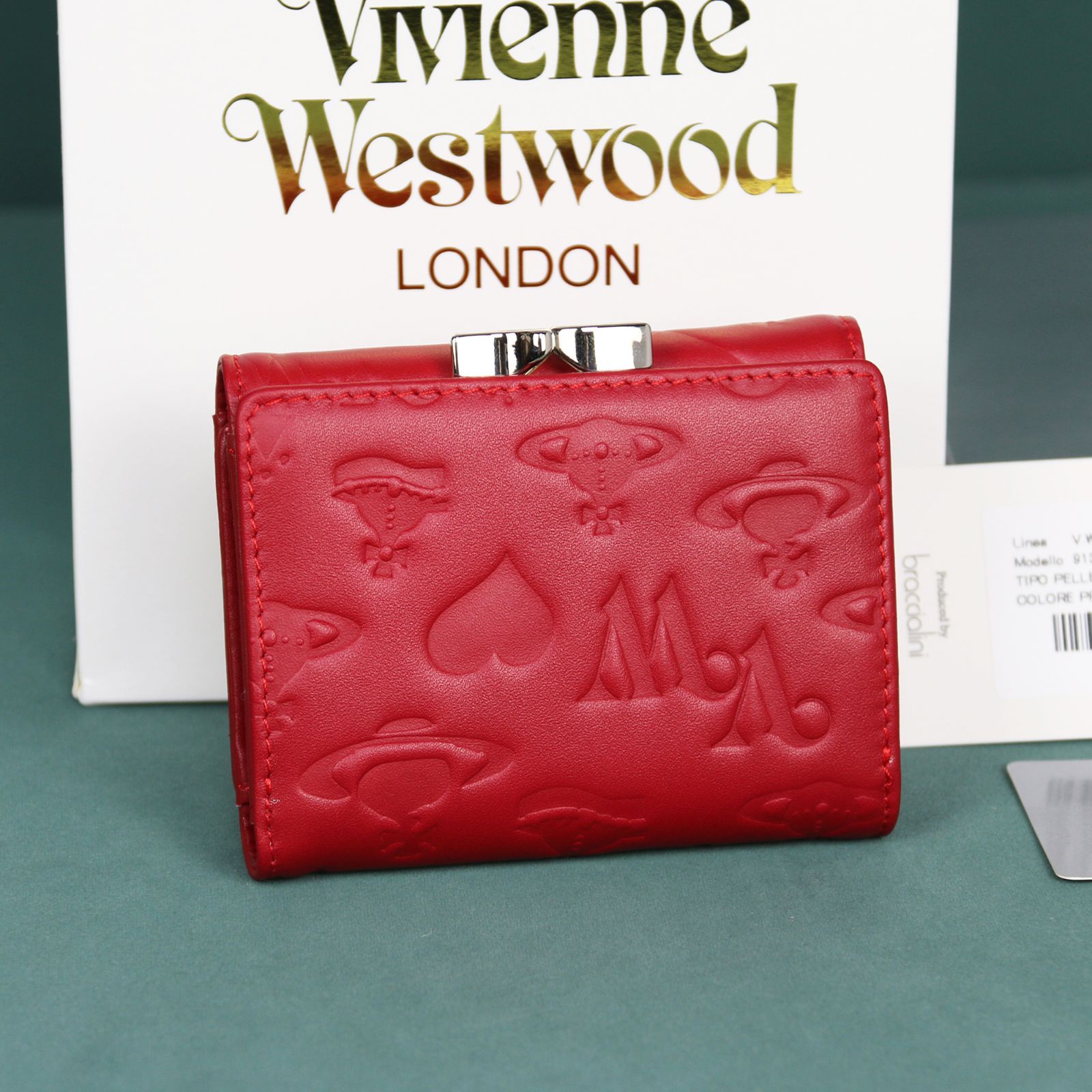 Vivienne Westwood 財布 エナメル がま口 三つ折り レッド ヴィヴィアンウエストウッド エナメル がま口三つ折り財布