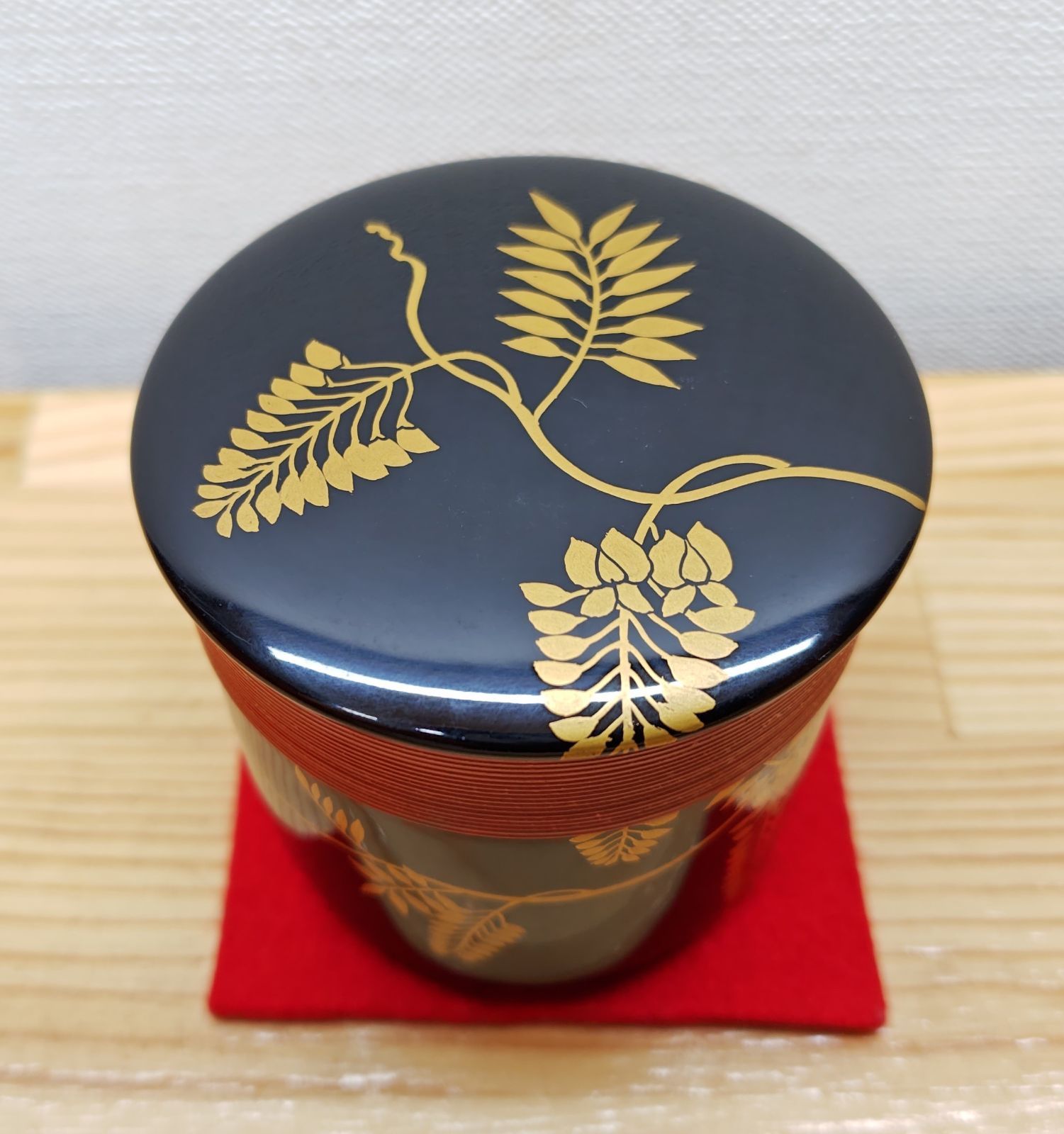 逢絢亭 茶道具 棗 紫寿茶器 京塗 藤蒔絵 表千家書付 初瀬川柳庵 共箱入り