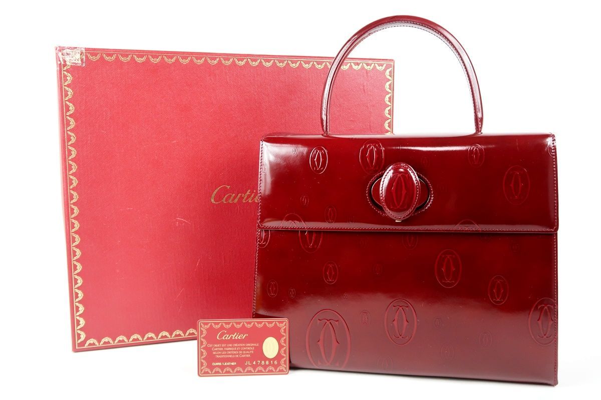 正規品 cartier カルティエ ハッピーバースデー ハンドバッグ エナメル 美品】Cartier カルティエ ハッピーバースデー エナメル ターン