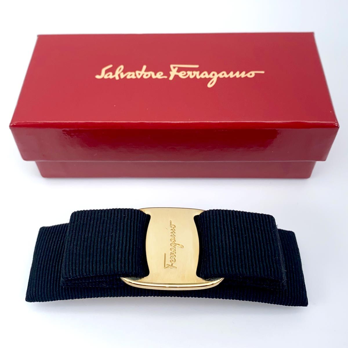 Salvatore Ferragamo フェラガモ バレッタ ヴァラリボン ブラック 管理番号 9182
