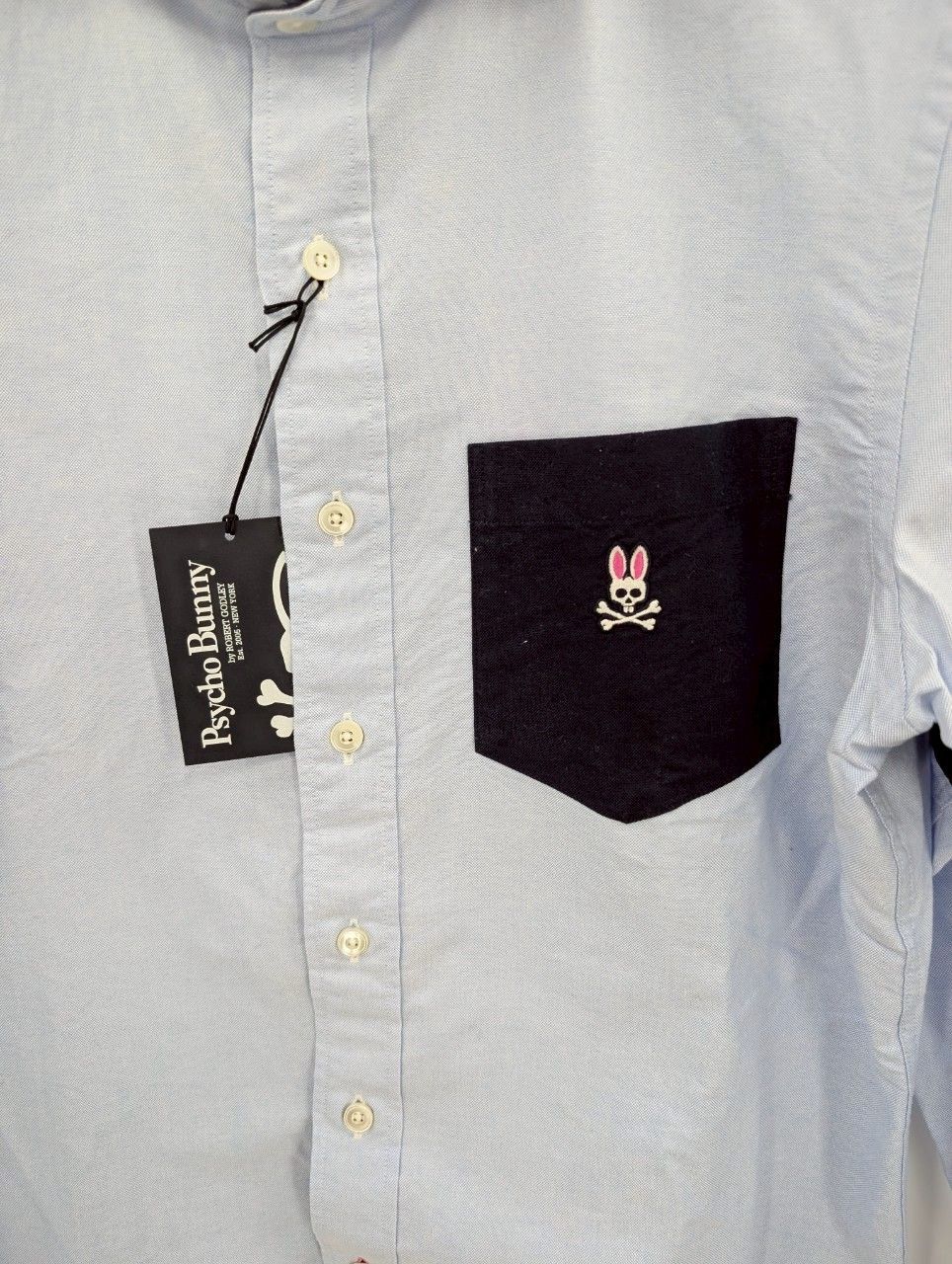 Psycho Bunny タグ付き　刺繍　バイカラー　長袖　　　　　 ワイシャツ Psycho Bunny タグ付き 刺繍 バイカラー 長袖 ワイシャツ - メルカリ