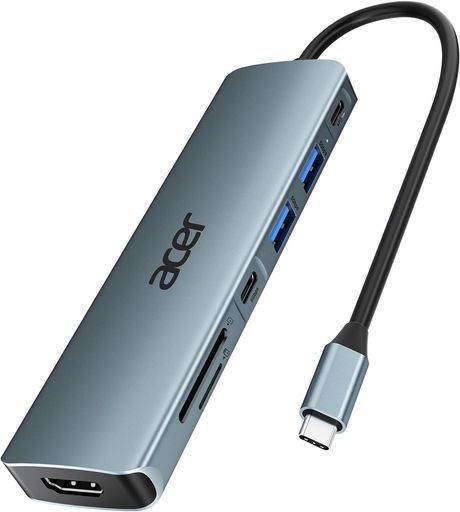 AcerUSBCハブ7-in-1USBハブType-C4KHDMIハブ、USB-C5Gbps高速転送PD100W急速充電USB3.12ポート拡張SD/TFカードリーダー付きタイプCアダプターiPad