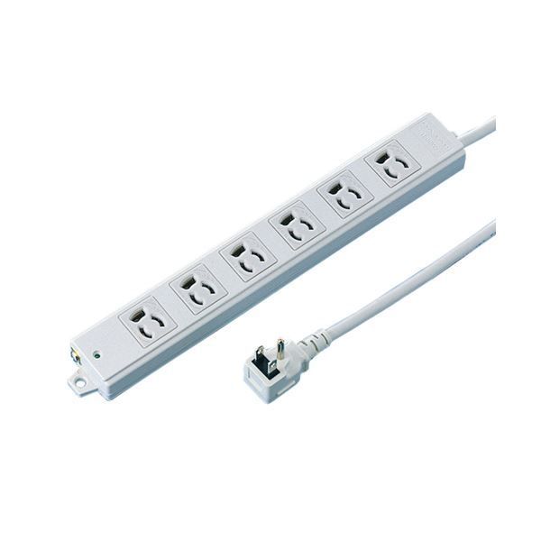 (まとめ）サンワサプライ 工事物件タップ 抜け止めL型プラグ 3P・6個口 5.0m TAP-K6L-5 1個