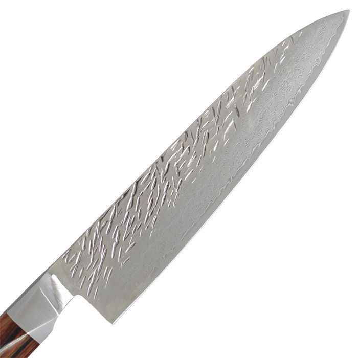 SG2 63層 ステン割込 ペティ150mm 槌目ダマスカス 口金付 八角マホガニ柄 包丁