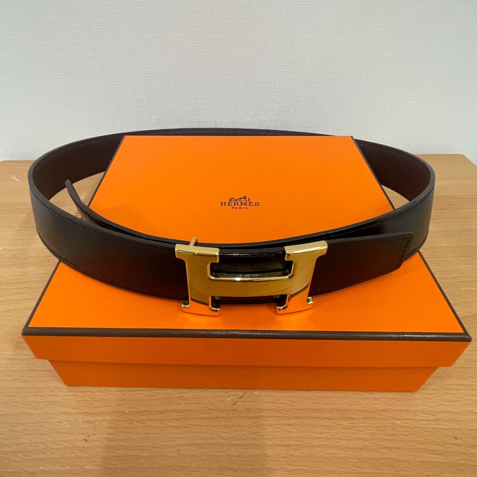 □HERMES エルメス コンスタンス Hベルト リバーシブル ブラック