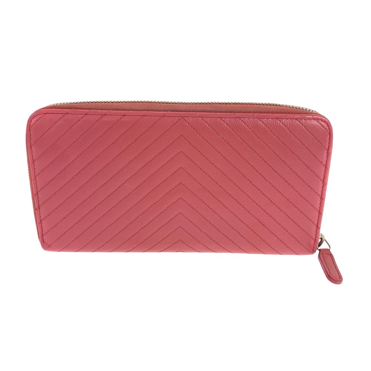 美品 CHANEL シャネル Vシェブロン Vステッチ ココマーク ピンク