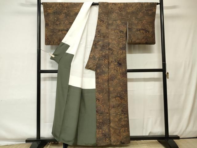 Pochiko裄直しK0880未使用 逸品 単衣 上品 正絹お召 ます岩屋 平和屋着物□上質な小紋 格子花文 正絹 逸品 AAAX8486ma 平和屋着物