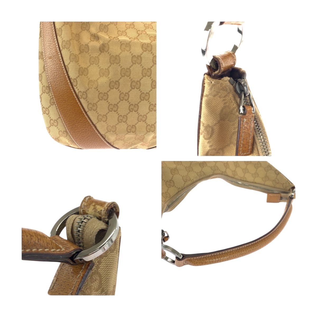 VINTAGE●GUCCI●グッチ ベージュ ショルダーバック GUCCI グッチ ショルダーバッグ 90644 GGキャンバス 巾着 - メルカリ