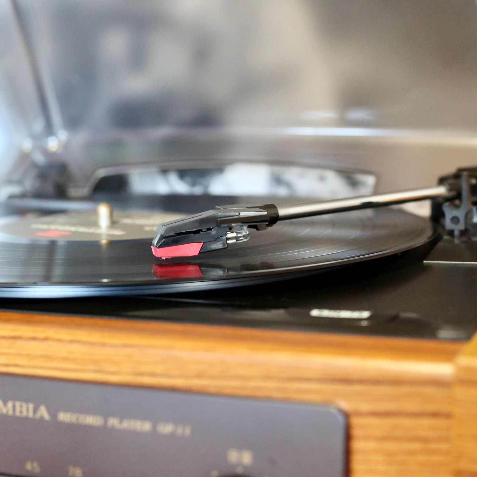 精進した COLUMBIA GP-11 レコードプレーヤー 昭和レトロ 木目調 スピーカー内蔵 コロンビア 動作品 Vigogne Store