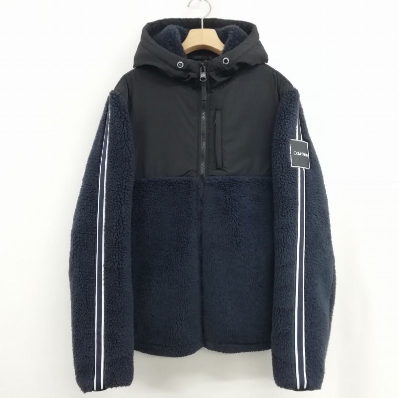 カルバンクライン CALVIN KLEIN フリース ボア ジャケット パーカー M ネイビー ブラック