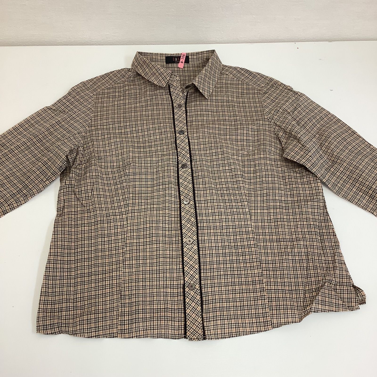 【新品】DAKS ダックス タグ付き シャツ　カットソー　チェック　ブラウン ✨美品✨DAKS ダックス 七分丈 ブラウス シャツ ブラウン