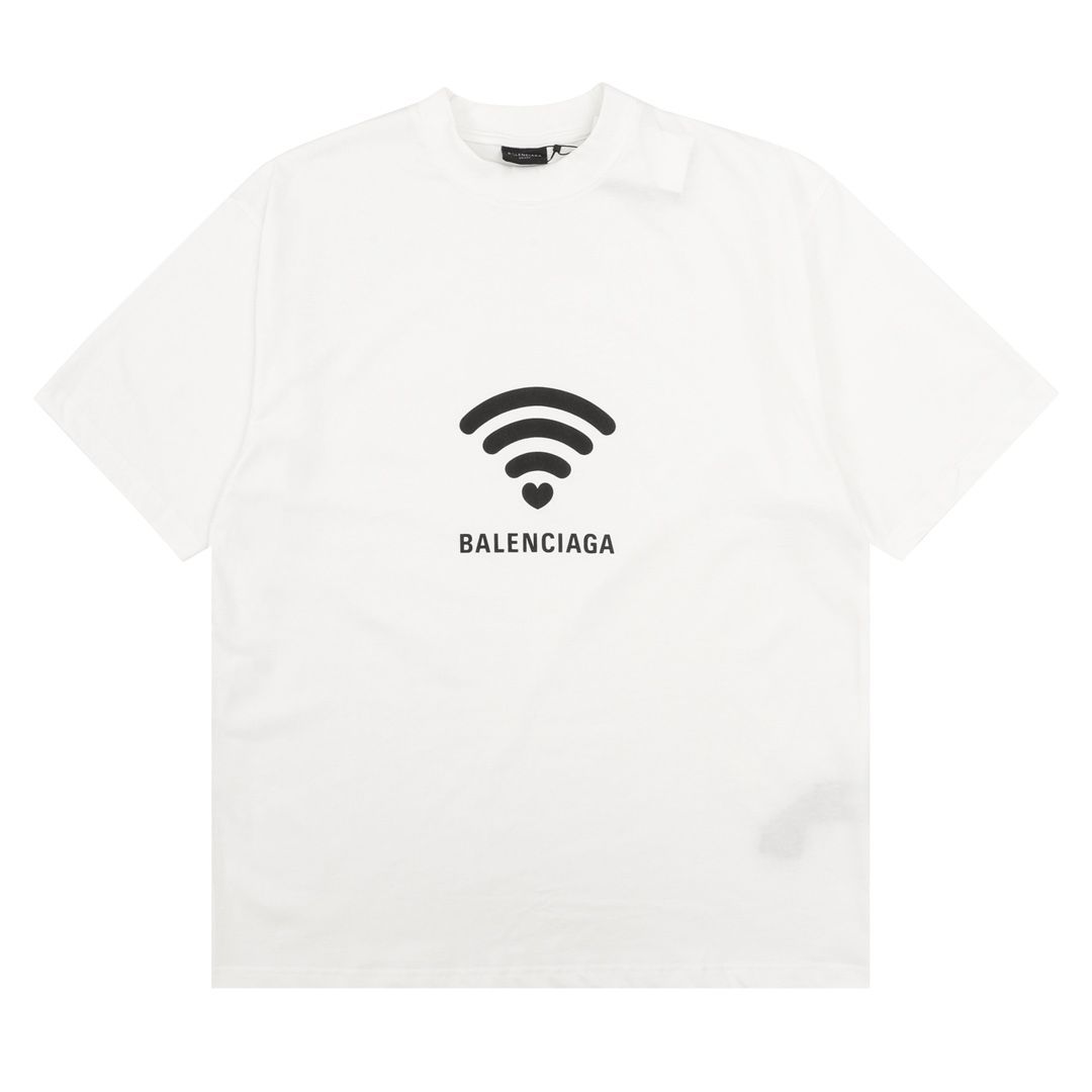 新品 BALENCLAGA バレンシアガ 24SS ワイヤレスプリント 半袖Tシャツ ホワイト 男女兼用