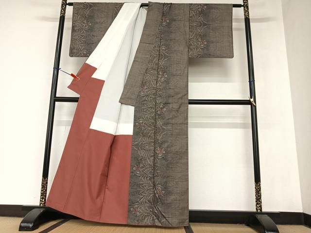 平和屋着物○訪問着 本場染大島紬 霞文 反端付き 正絹 逸品