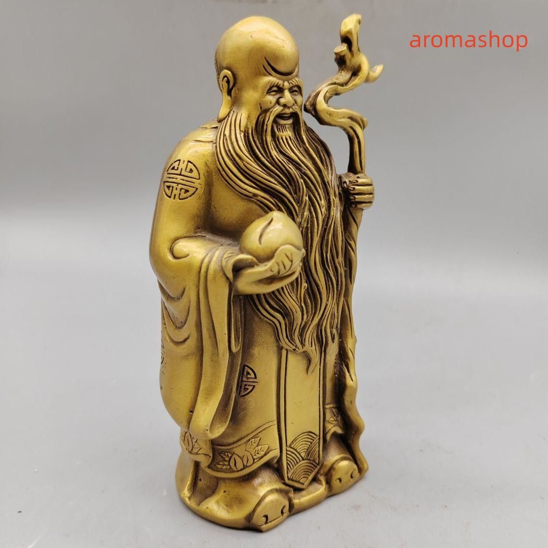 銅像寿星公縁起良い如意を供えて家と住宅引っ越しの贈り物客間玄関事務室飾る置物