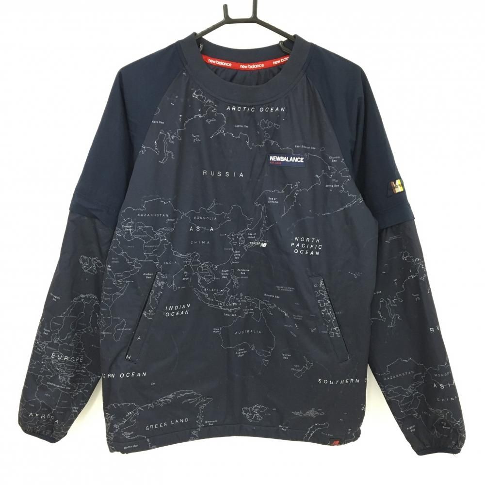 New Balance gorf ニューバランスゴルフ　2way 中綿スニード 美品】ニューバランスゴルフ 2WAY中綿スニード ネイビー×白 世界地図柄