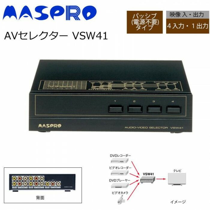 未使用・未開封品)マスプロ電工 AVセレクター VSW41 【公式通販】
