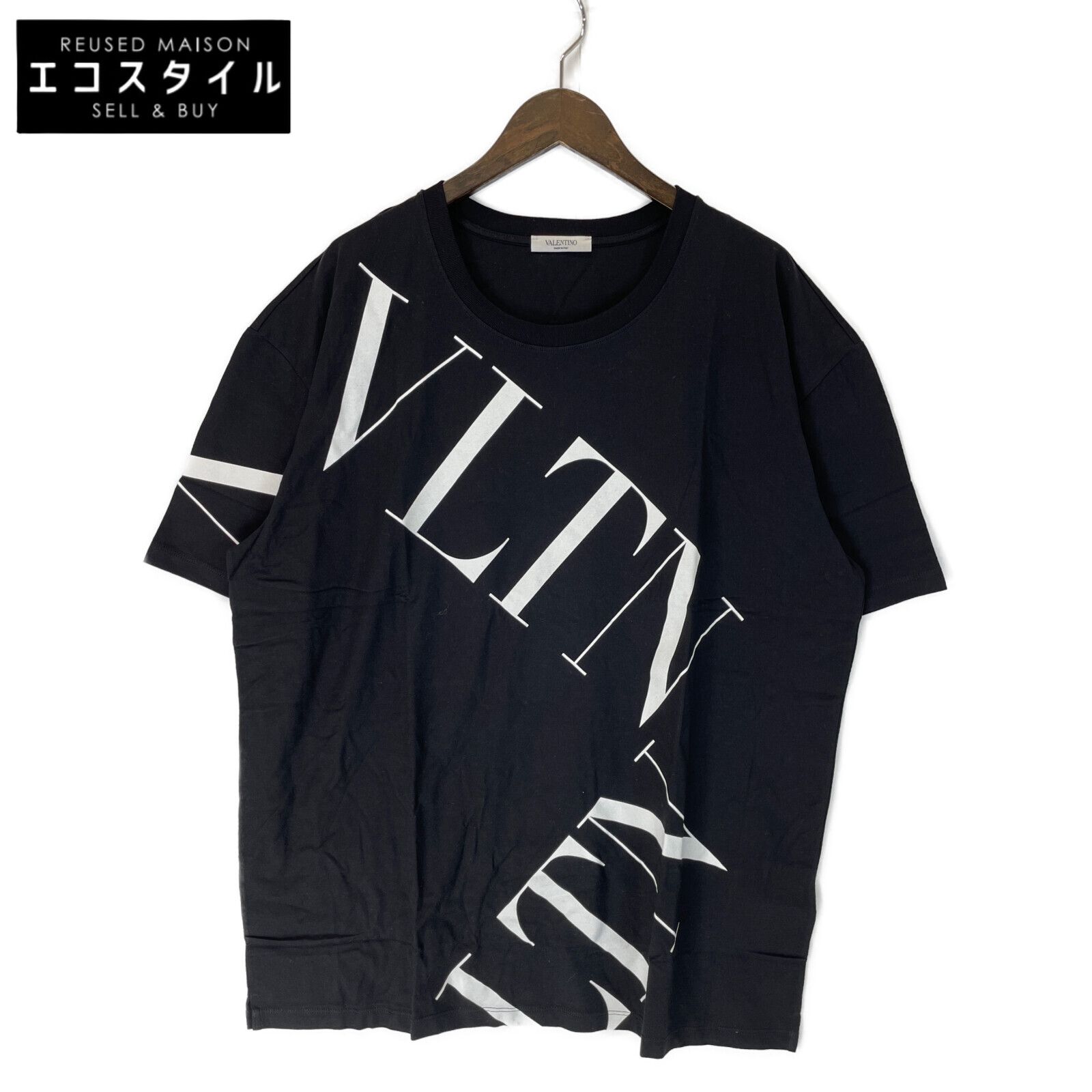 VALENTINO ヴァレンティノ ブラック マクロVLTNグリッド Tシャツ 3XL ...