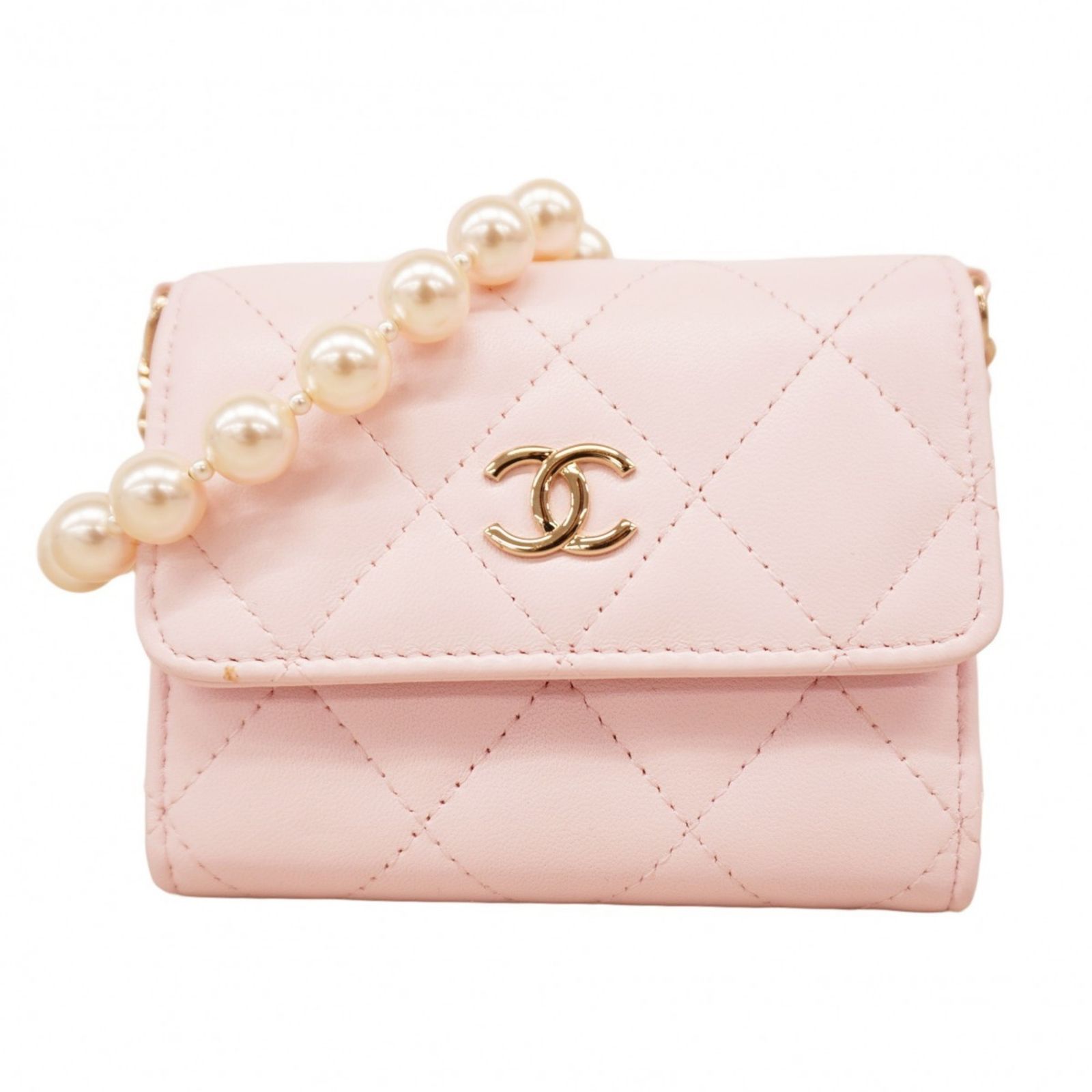シャネル Chanel シャネル ショルダーウォレット マトラッセ ラムスキン ピンク シャンパンレディース P1337952