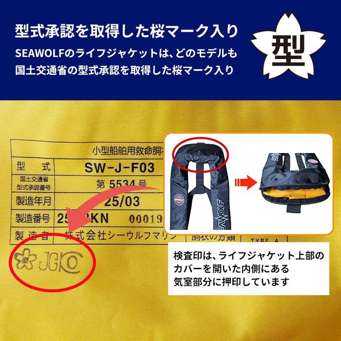 現代的な シーウルフ ライフジャケット ?桜マーク 肩掛け 救命胴衣 レッド TYPE-A 匿名配送