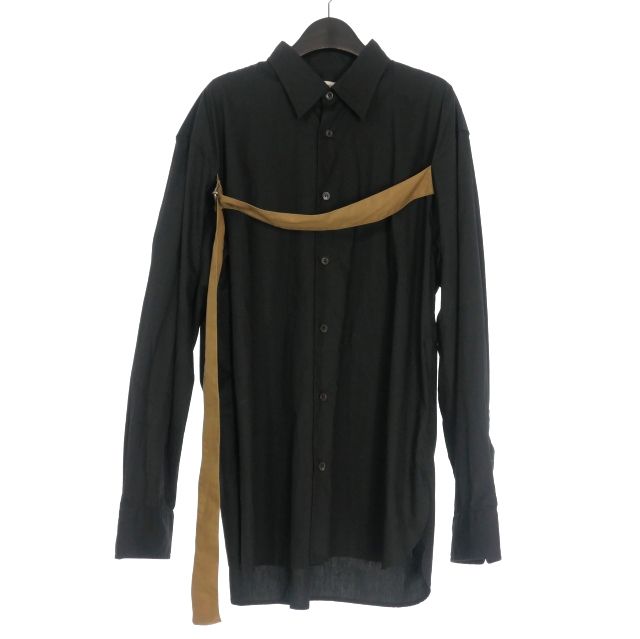 ドリスヴァンノッテン DRIES VAN NOTEN 23AW CROOM BIS 7118 M.W.SHIRT ベルテッドシャツ トップス 長袖 M ブラック 黒