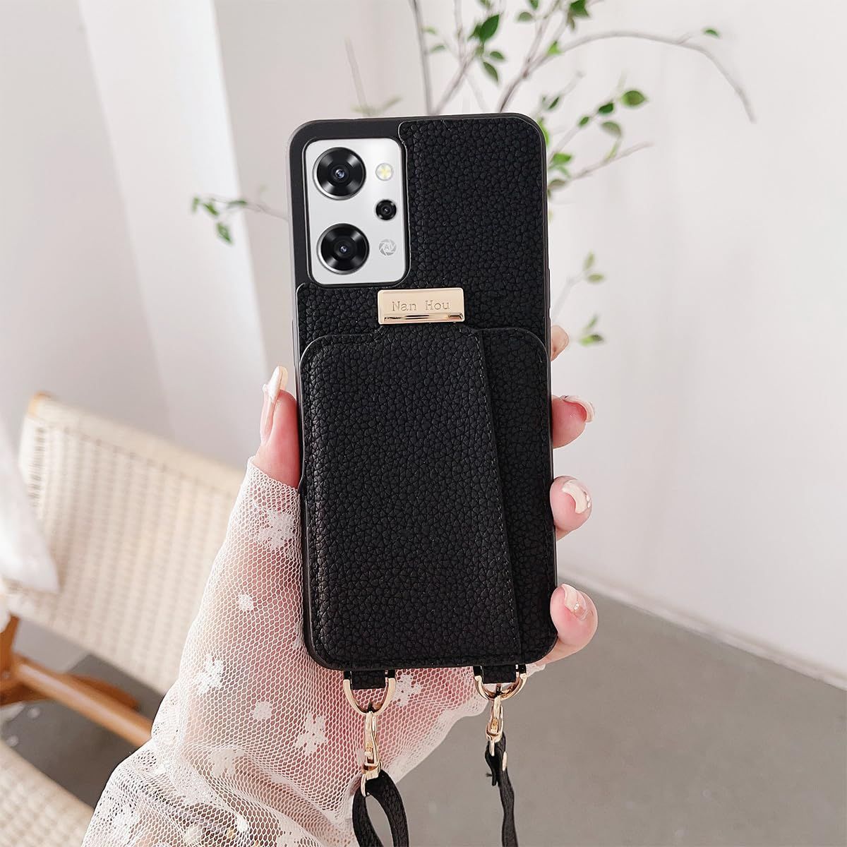 【人気商品】高質PU(超繊皮革)ファッション手帳型 斜めショルダーストラップ付き（長さ調整可能）耐衝撃 保護CPH2353 手帳型 ケース 内蔵 自吸式開閉 ケース マグネット 背面鏡付き 人気 9A/7A 