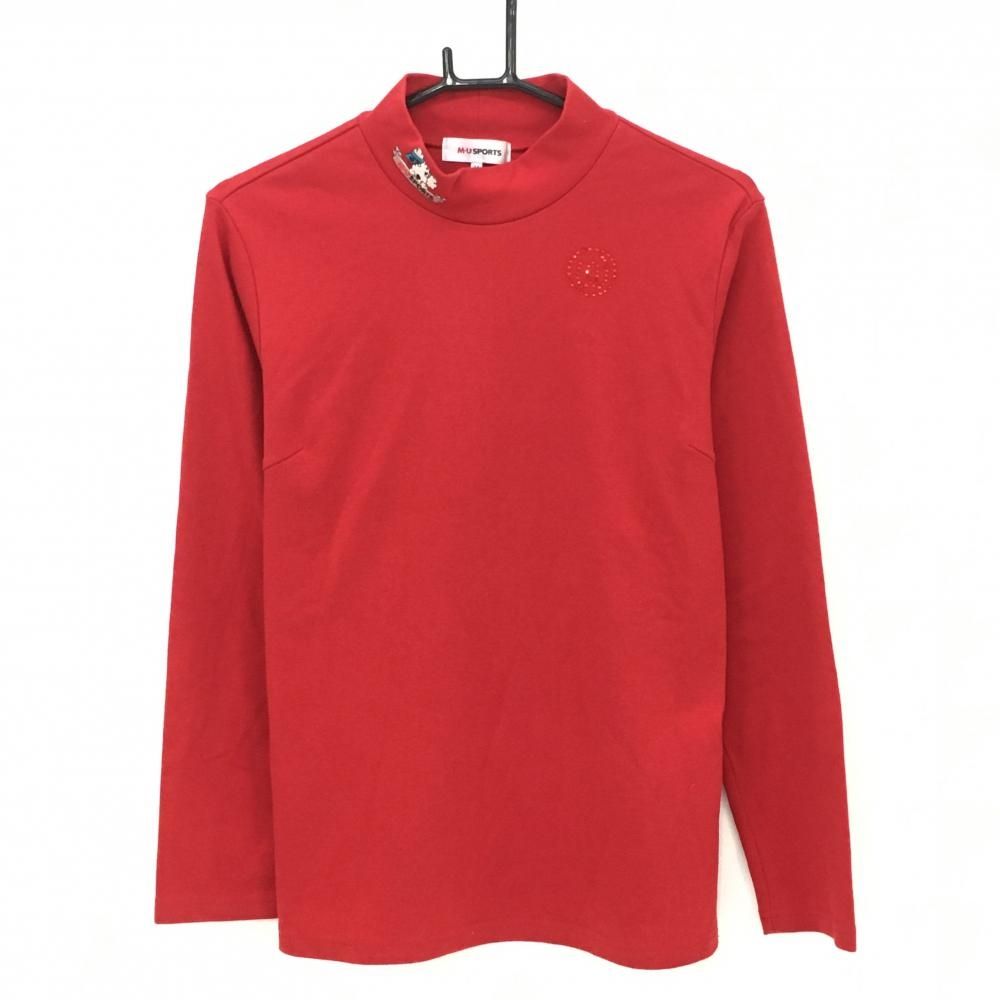 未使用MUスポーツハイネック ☆SALE価格☆MUスポーツ 長袖ハイネックシャツ レッド ラインストーン