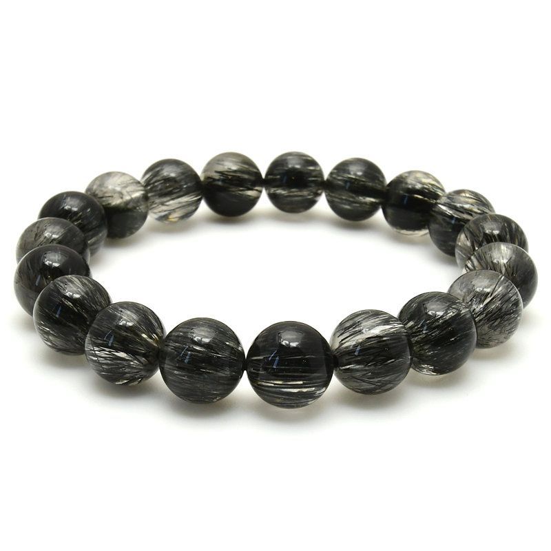 気品ある 美しく上品な黒針 10mm ブラックトルマリンインクォーツブレスレット GHB60 安心 守護 浄化 前向き 安定 落ち着き ネガティブ除去 高品質 プレゼント 贈り物 天然石28ｇ 浄化発送 ギフト 京海堂 天然石の卸 京の蔵