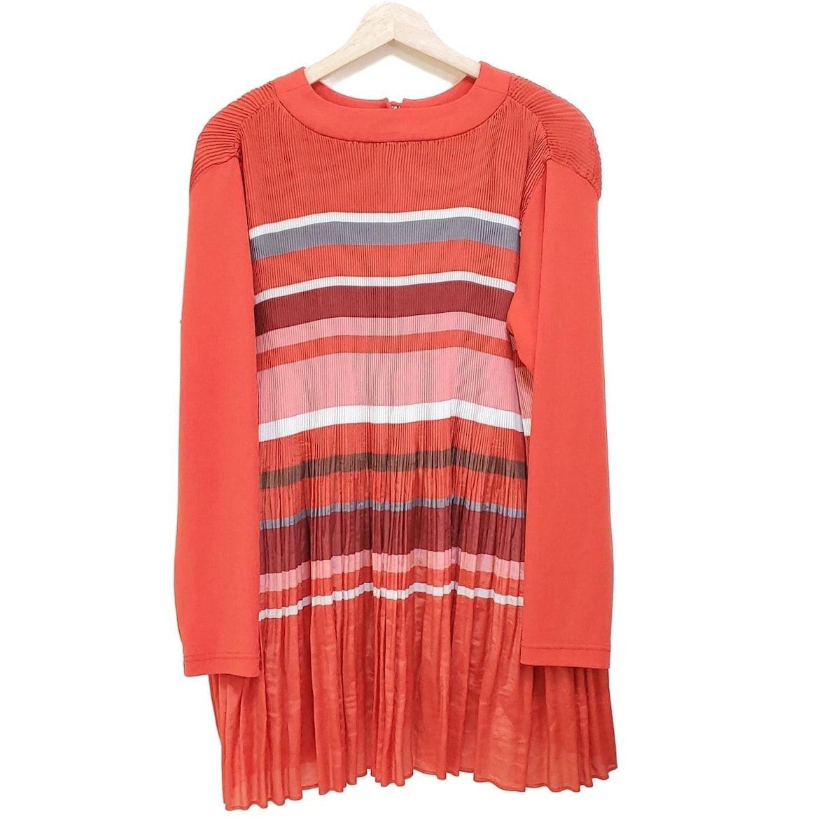 最終お送料無料 TOKUKO 1er VOL トクコ プルミエヴォル カーディガン サイズ9 M レディース - オレンジ×グレー×マルチ 長袖|プリーツ 激安大特集！