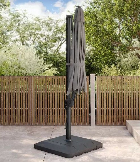 店舗へ直接引取 な方のみ シーズンズセントリー 10ft スクエア カンチレバー式パラソル グレー コストコ 38523