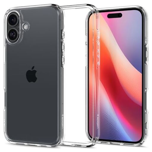 Spigen【創業18年の技術力】iPhone16ケースクリア耐衝撃ストラップホール黄変防止バンパー米軍MIL規格ウルトラ・ハイブリッドACS08197(クリスタル・クリア)